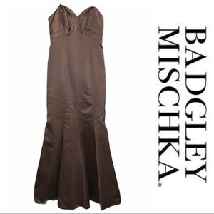 Badgley Mischka Bridesmaid brown trumpet dress 10